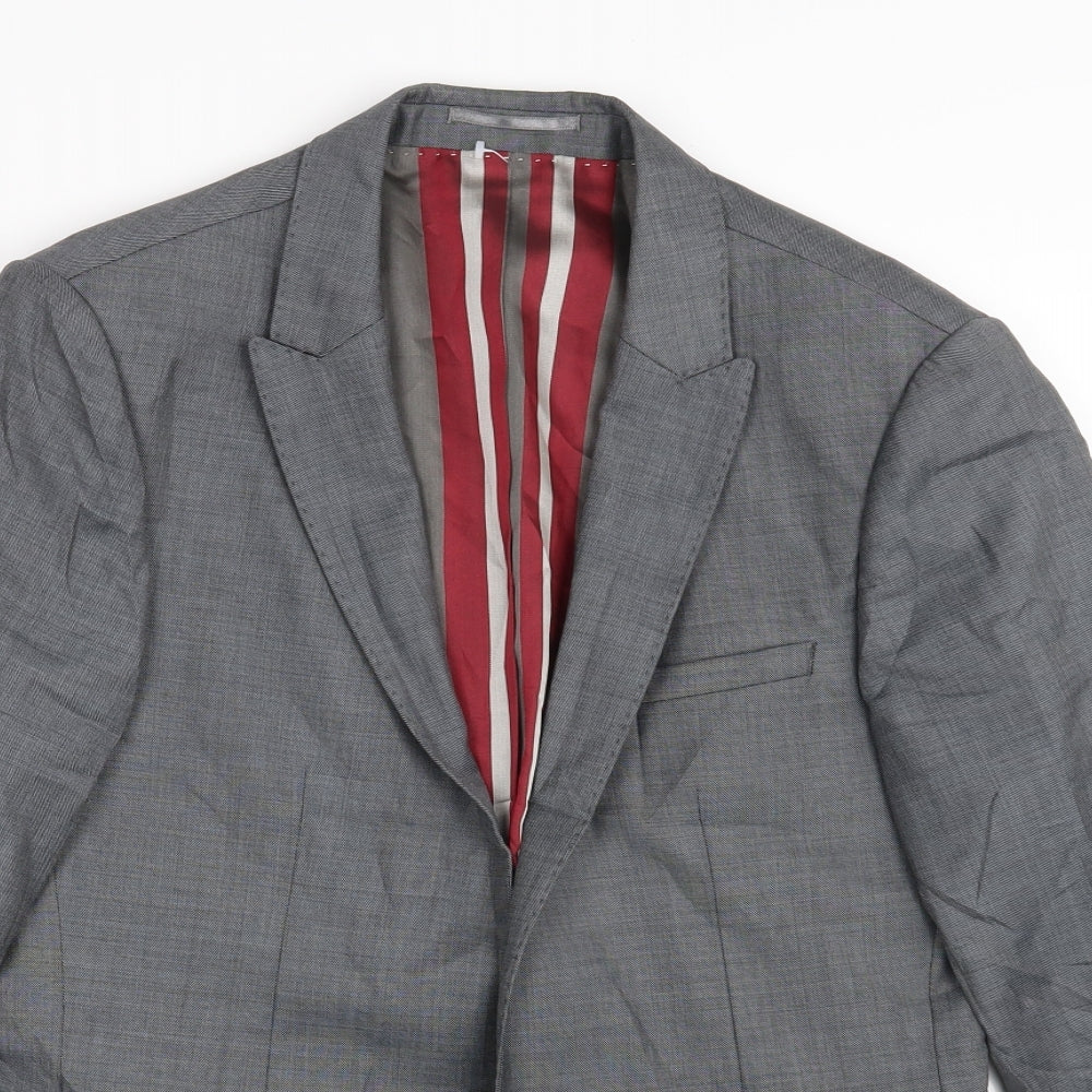 L'ART Mens Grey   Jacket Suit Jacket Size 36