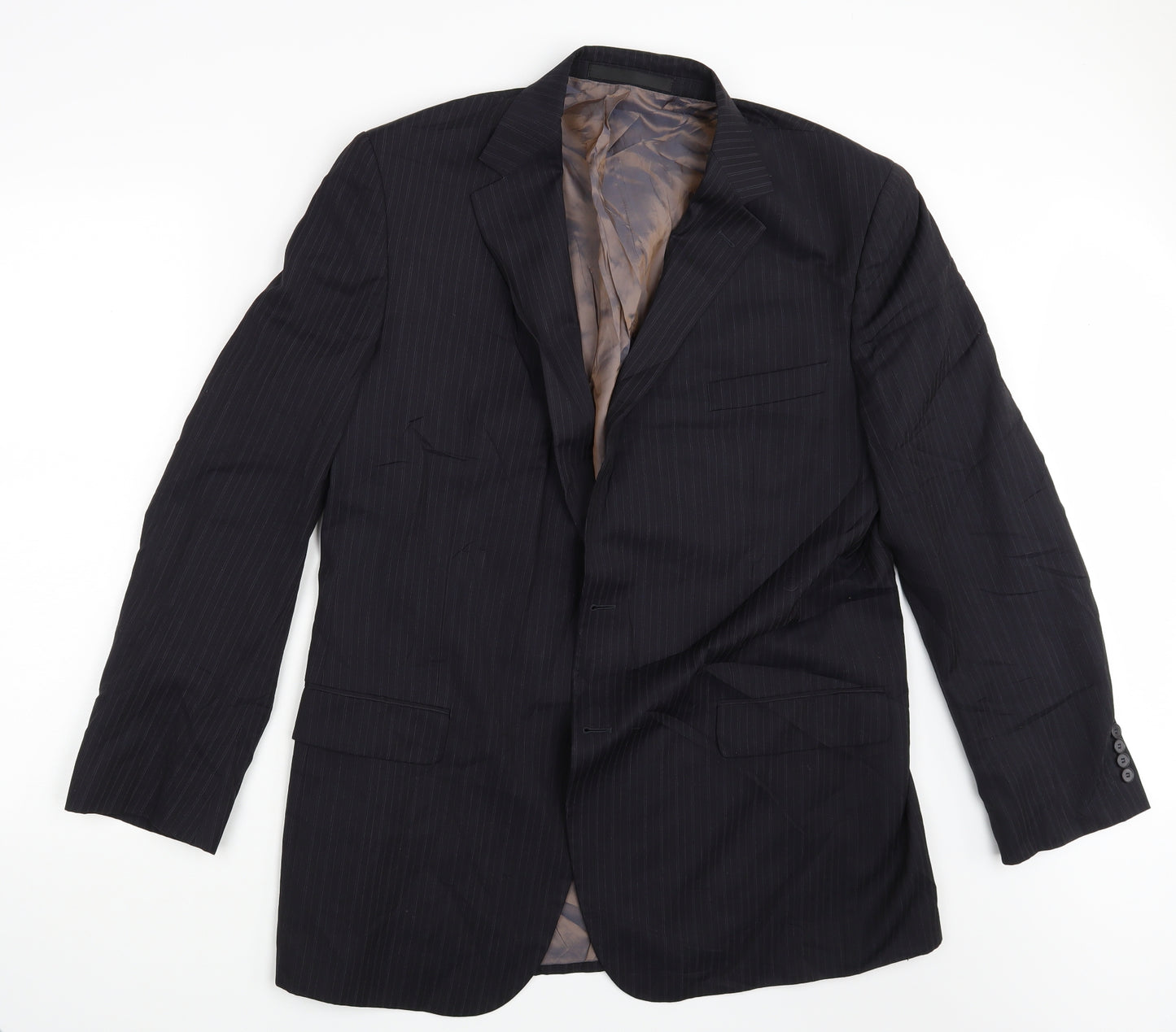 M&S Mens Black Striped  Jacket Suit Jacket Size 44