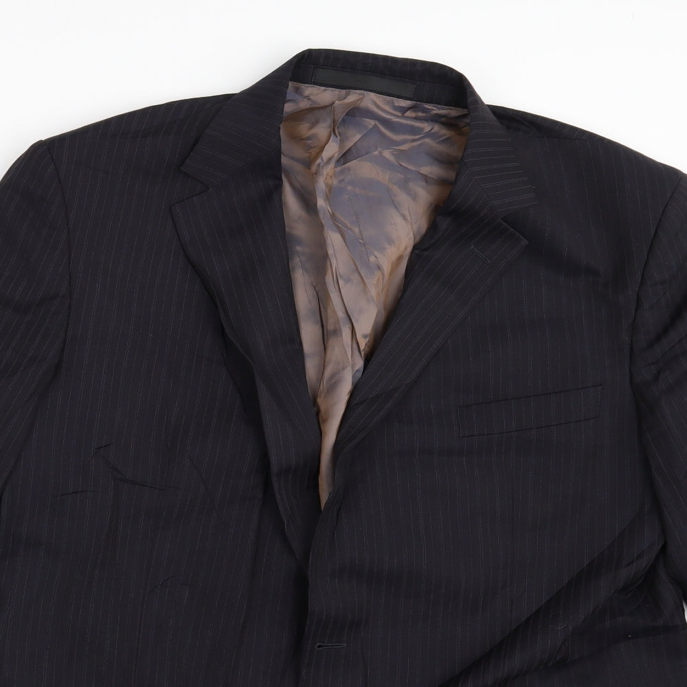 M&S Mens Black Striped  Jacket Suit Jacket Size 44