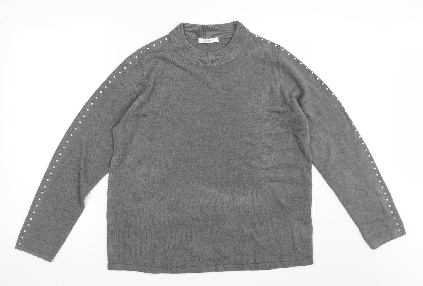 Classic Womens Grey   Pullover Sweatshirt Size 16