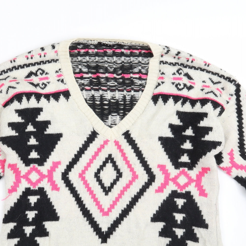 Sisley Womens Multicoloured Argyle/Diamond  Pullover Jumper Size M