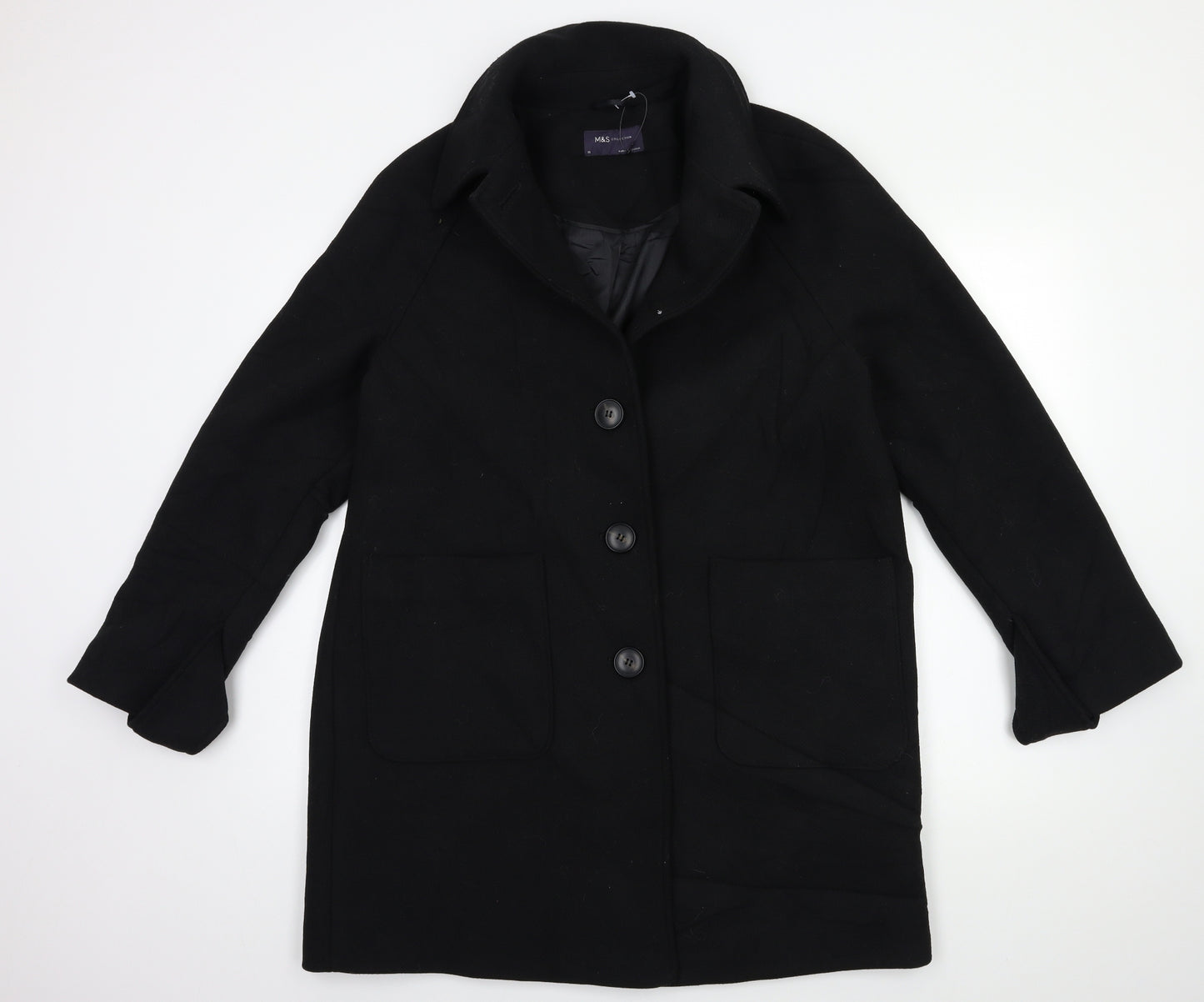 Marks and Spencer Womens Black   Overcoat Coat Size 16