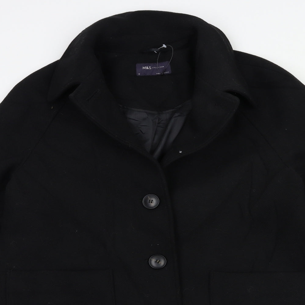 Marks and Spencer Womens Black   Overcoat Coat Size 16