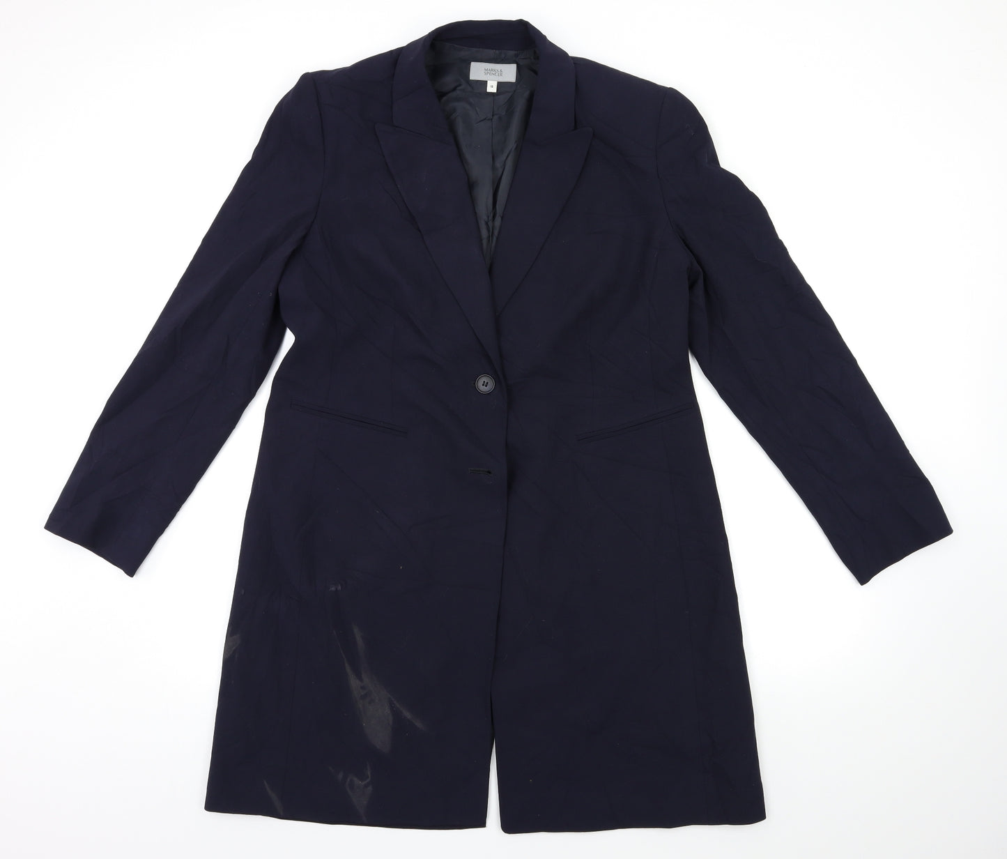 Marks and Spencer Womens Blue   Overcoat Coat Size 16