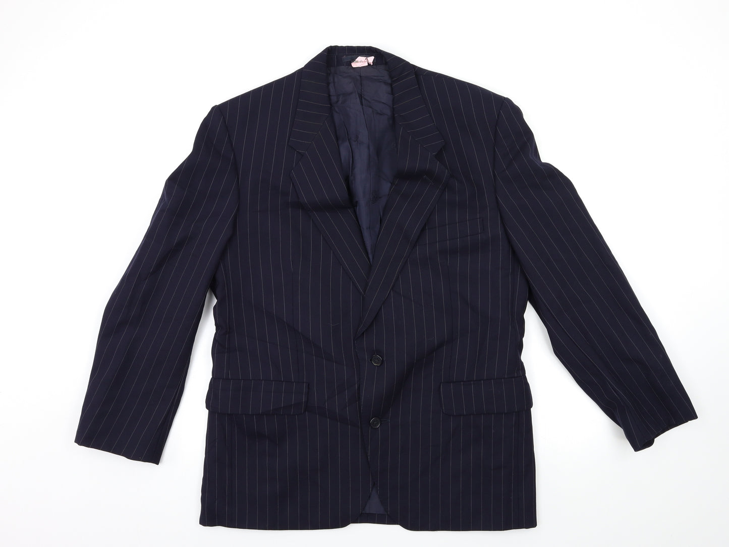 Crombie Mens Blue Striped  Jacket Suit Jacket Size 38