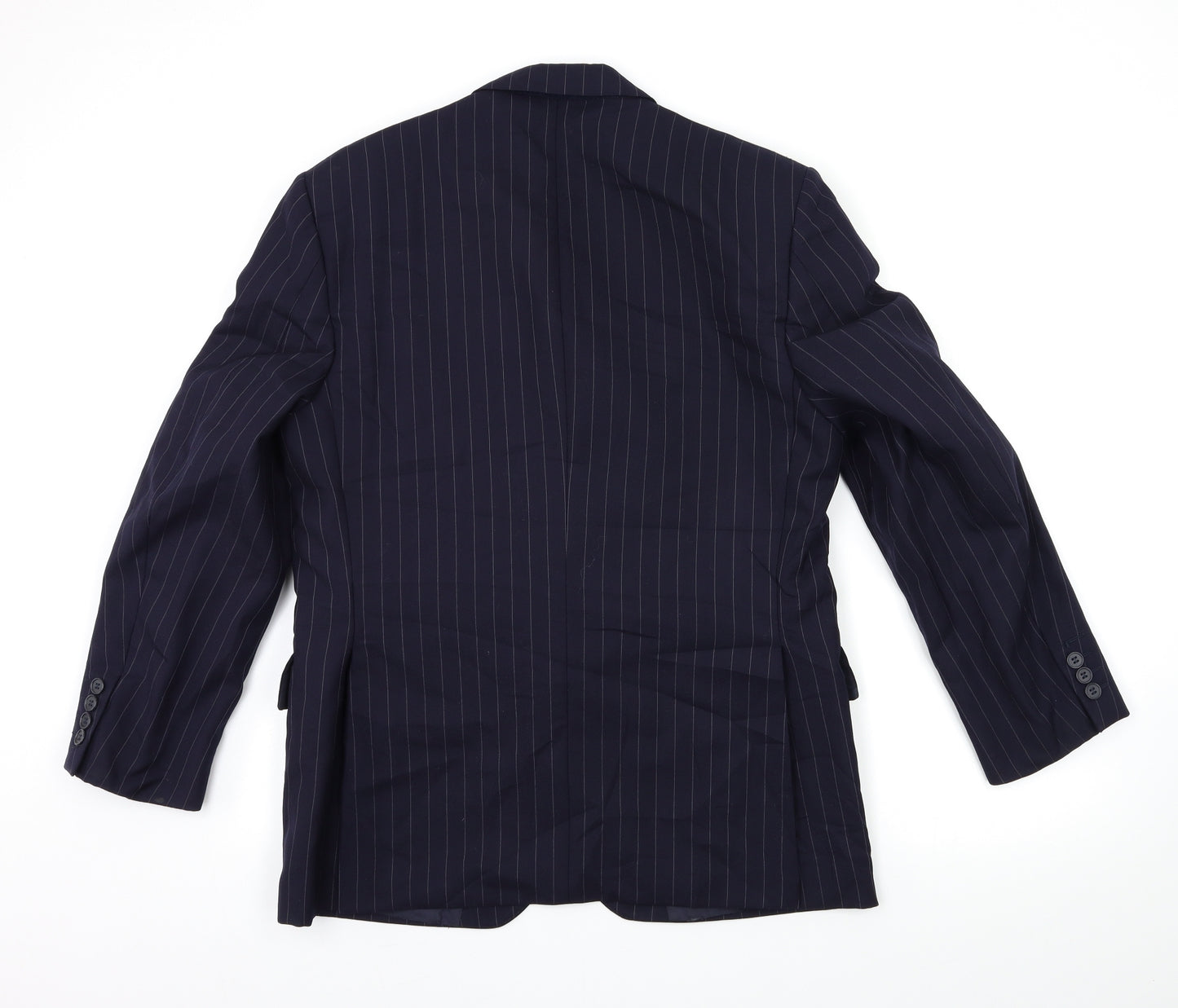 Crombie Mens Blue Striped  Jacket Suit Jacket Size 38
