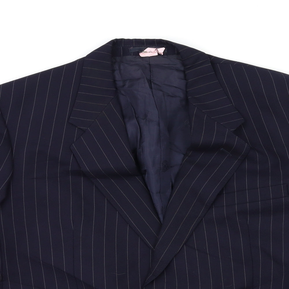 Crombie Mens Blue Striped  Jacket Suit Jacket Size 38