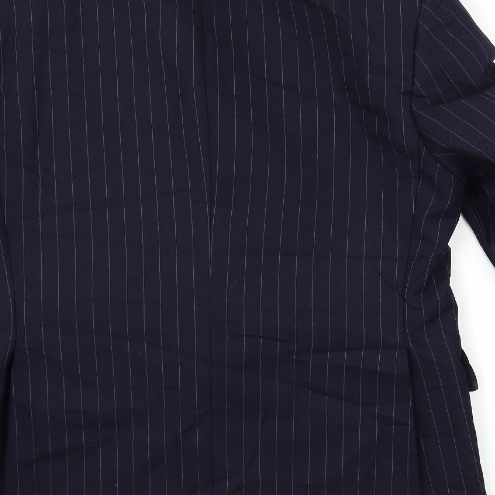Crombie Mens Blue Striped  Jacket Suit Jacket Size 38