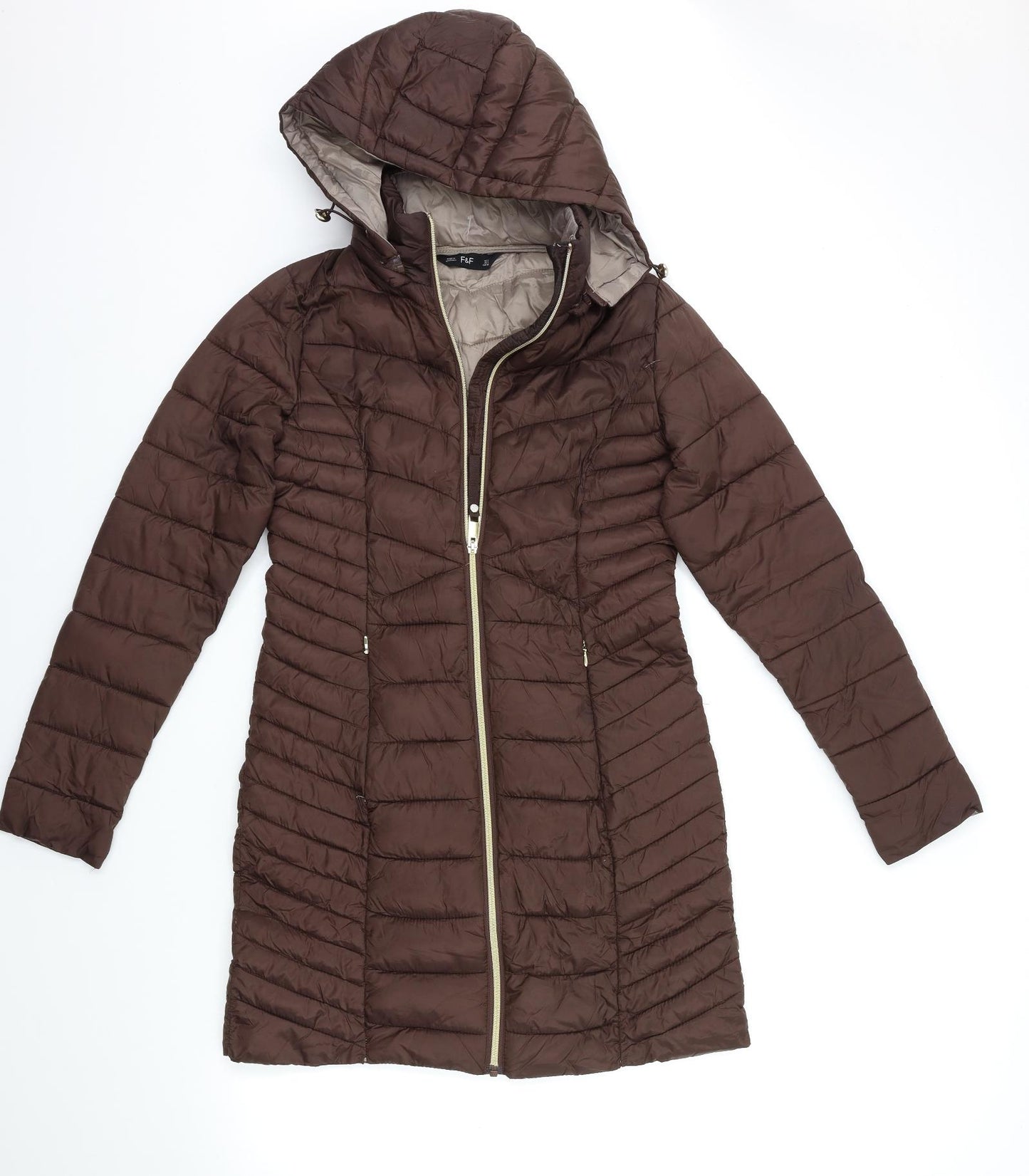 F&F Womens Brown   Puffer Jacket Coat Size 6