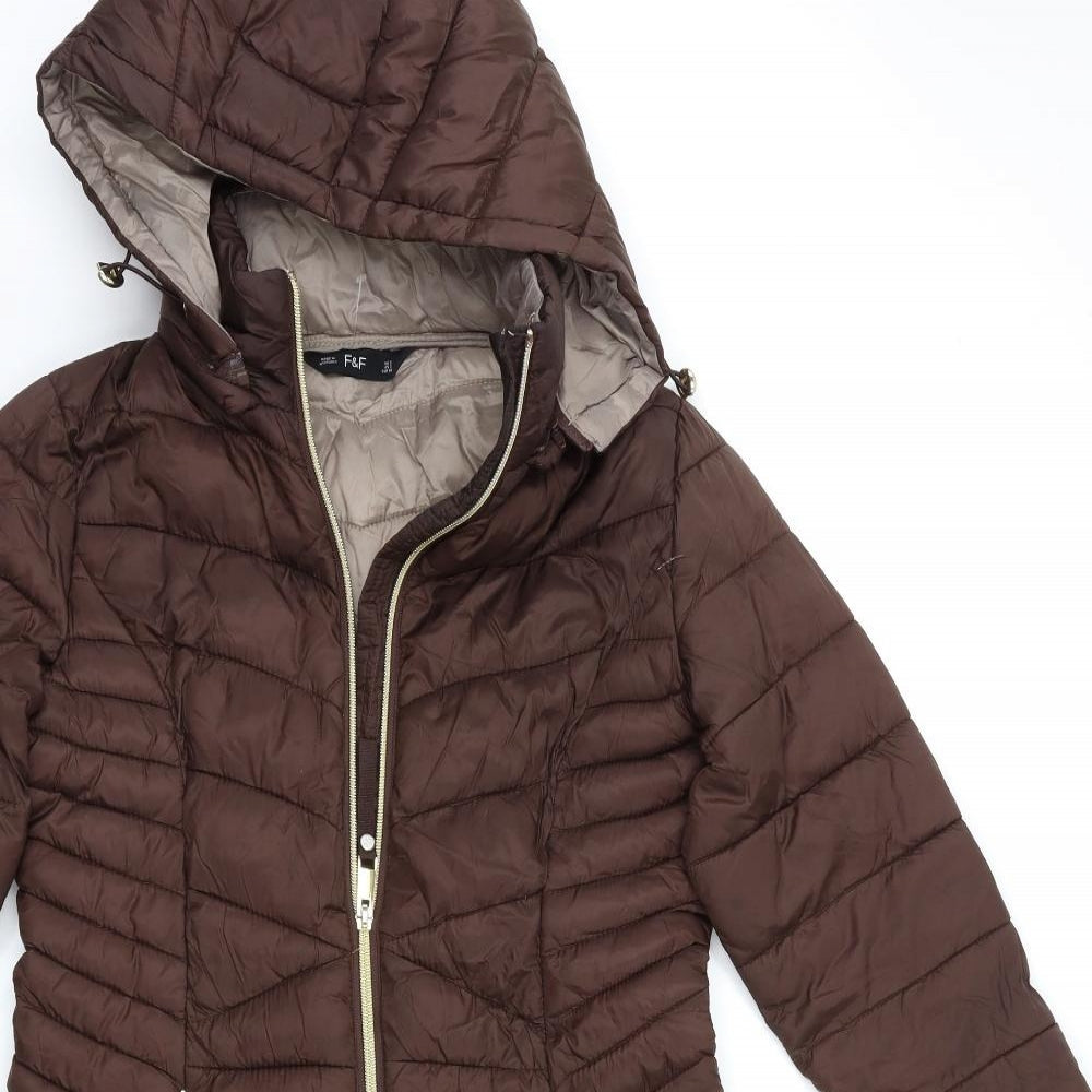 F&F Womens Brown   Puffer Jacket Coat Size 6