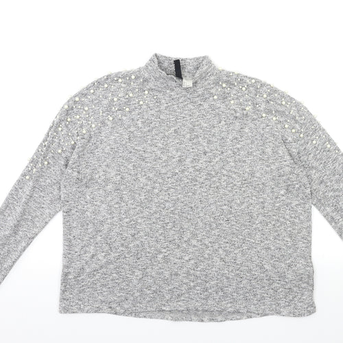 H&M Womens Grey  Knit Pullover Jumper Size S