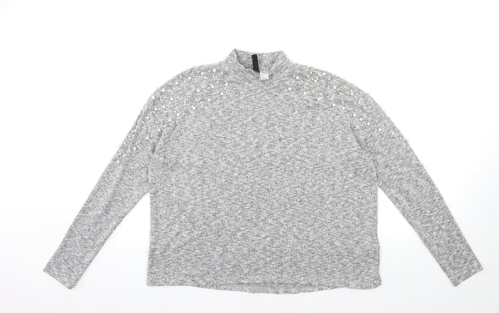 H&M Womens Grey  Knit Pullover Jumper Size S