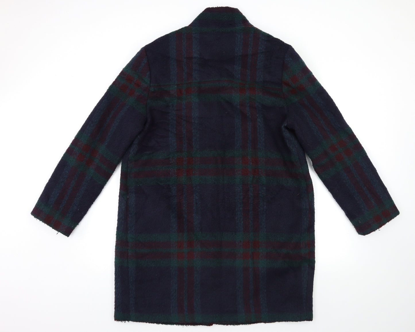 Marks and Spencer Womens Blue Check  Overcoat Coat Size 14