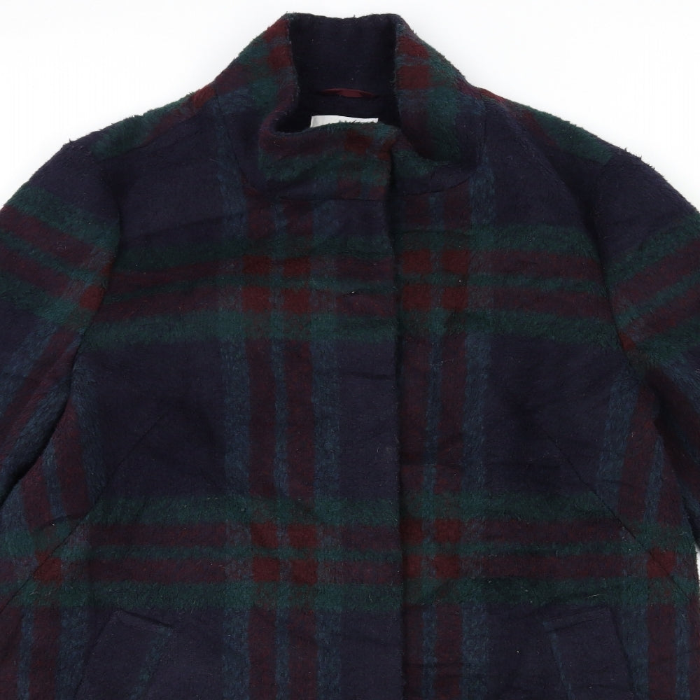 Marks and Spencer Womens Blue Check  Overcoat Coat Size 14