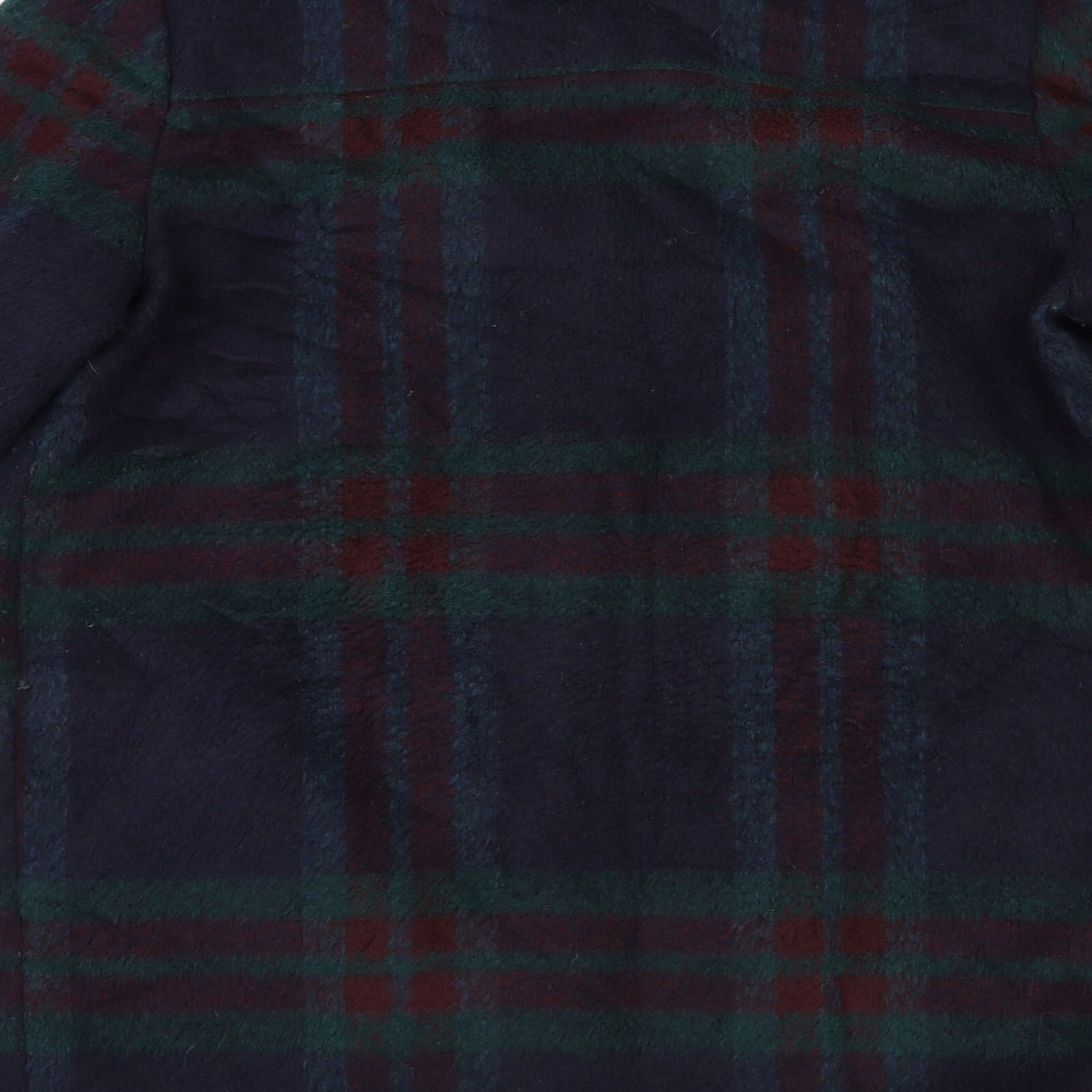 Marks and Spencer Womens Blue Check  Overcoat Coat Size 14