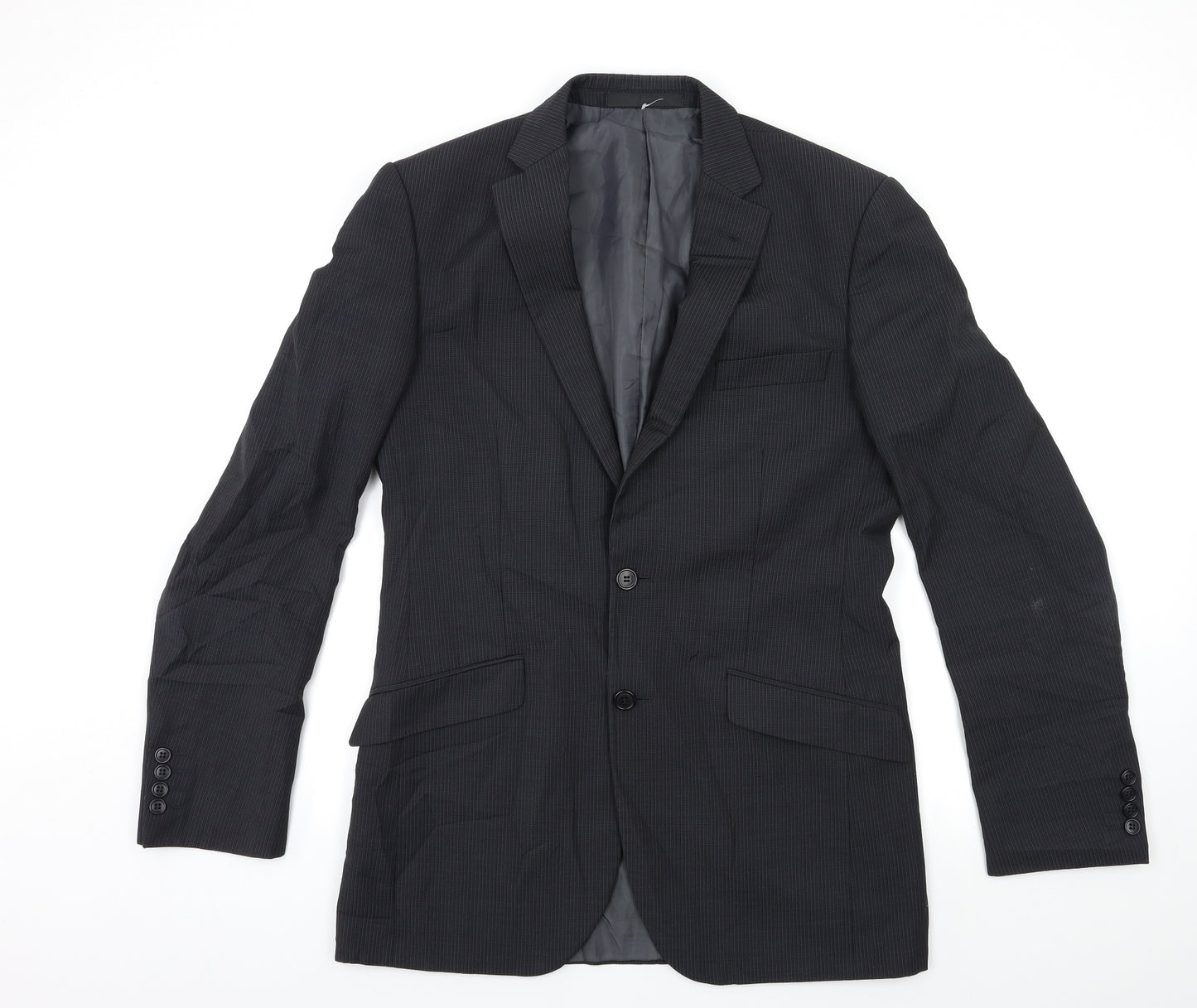Marks and Spencer Mens Black Striped  Jacket Suit Jacket Size 38