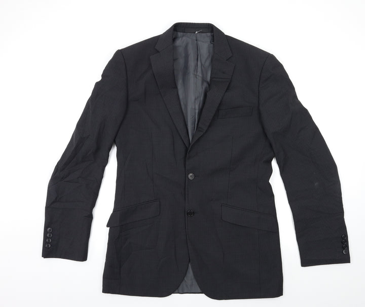 Marks and Spencer Mens Black Striped  Jacket Suit Jacket Size 38