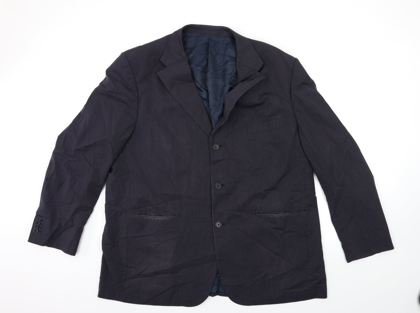 Preworn Mens Blue Striped  Jacket Suit Jacket Size 48