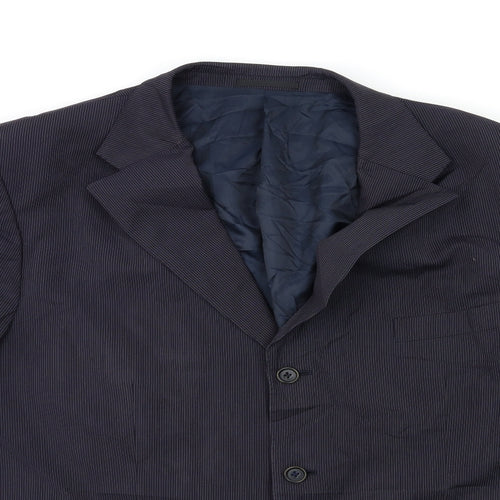 Preworn Mens Blue Striped  Jacket Suit Jacket Size 48
