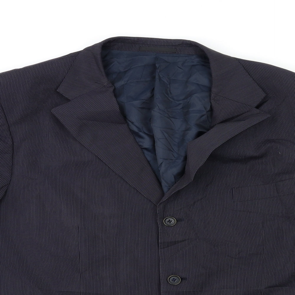 Preworn Mens Blue Striped  Jacket Suit Jacket Size 48