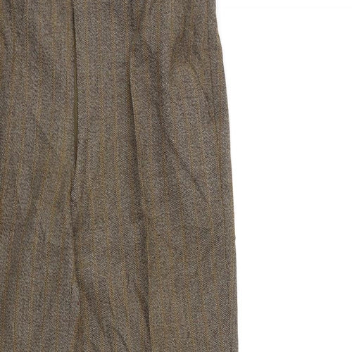 Preworn Womens Brown Striped Rayon Trousers  Size 32 in L30 in
