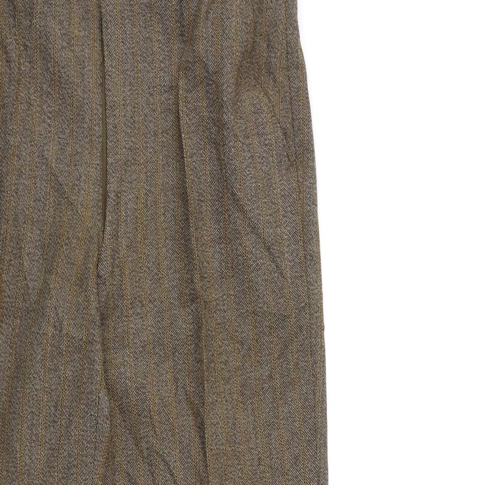 Preworn Womens Brown Striped Rayon Trousers  Size 32 in L30 in