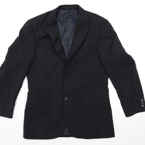 Tom English Mens Black Striped  Jacket Suit Jacket Size 36