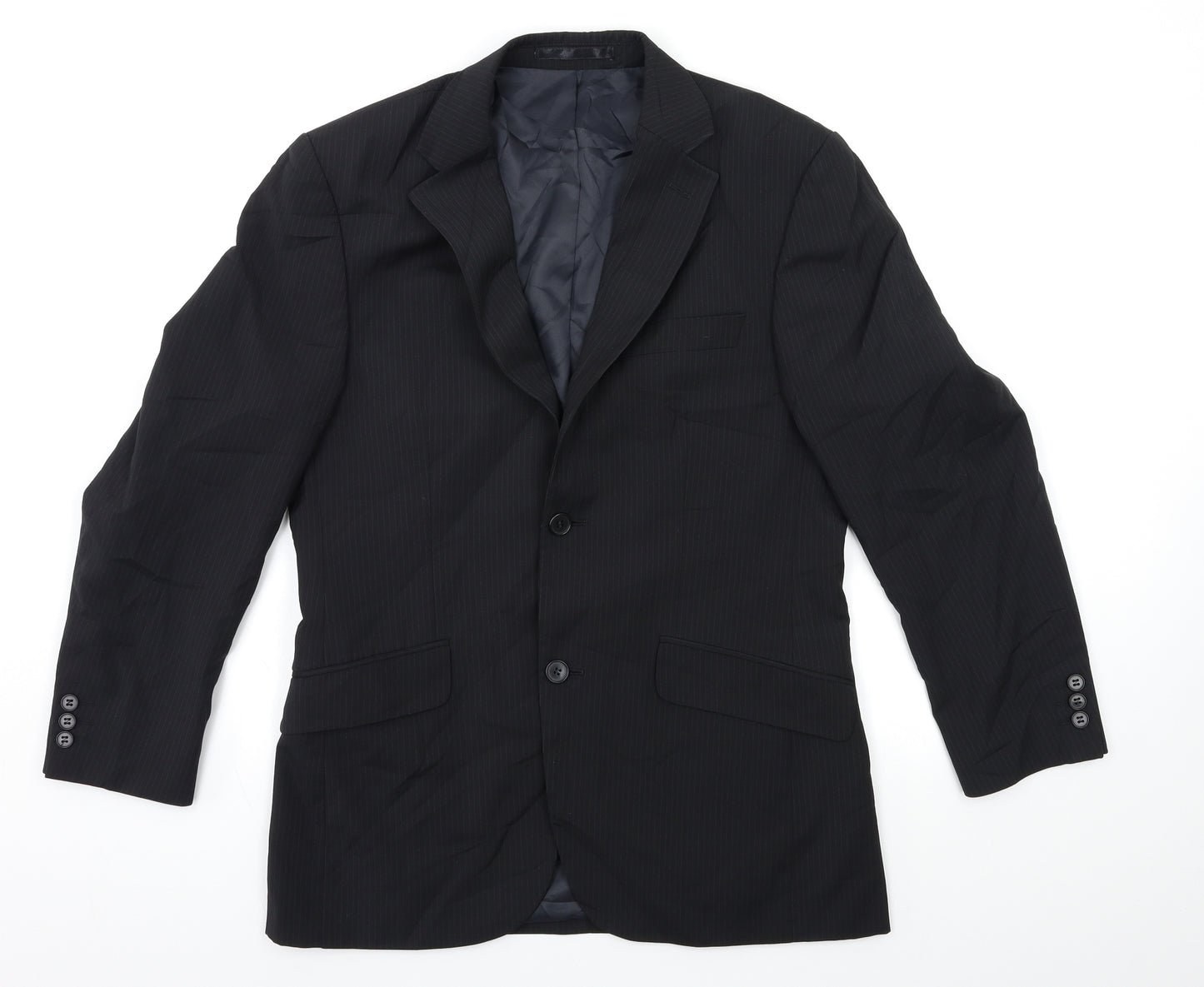 Tom English Mens Black Striped  Jacket Suit Jacket Size 36