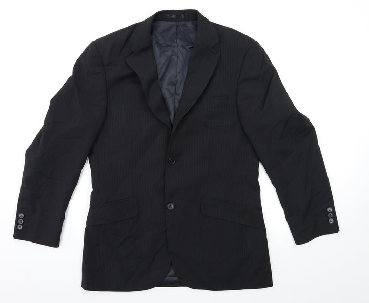 Tom English Mens Black Striped  Jacket Suit Jacket Size 36
