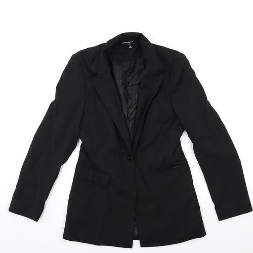Select Womens Black Striped  Jacket Suit Jacket Size 8