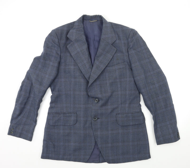 Preworn Mens Blue Check  Jacket Suit Jacket Size 40