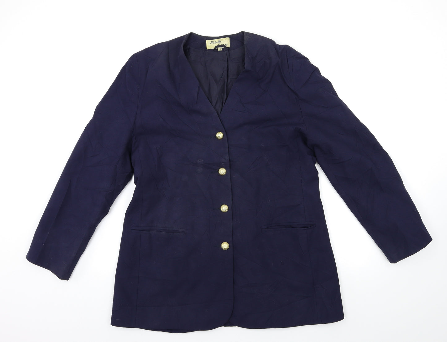 MICHELLE ROERTS Womens Blue   Biker Coat Size 16