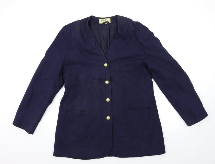 MICHELLE ROERTS Womens Blue   Biker Coat Size 16
