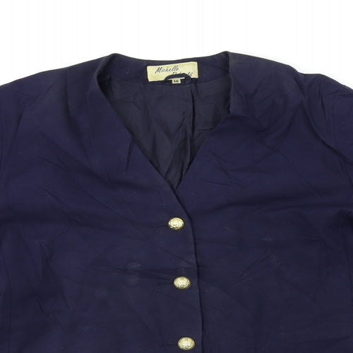 MICHELLE ROERTS Womens Blue   Biker Coat Size 16