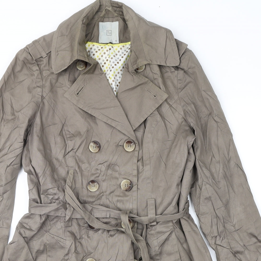 TU Womens Brown   Trench Coat Coat Size 12