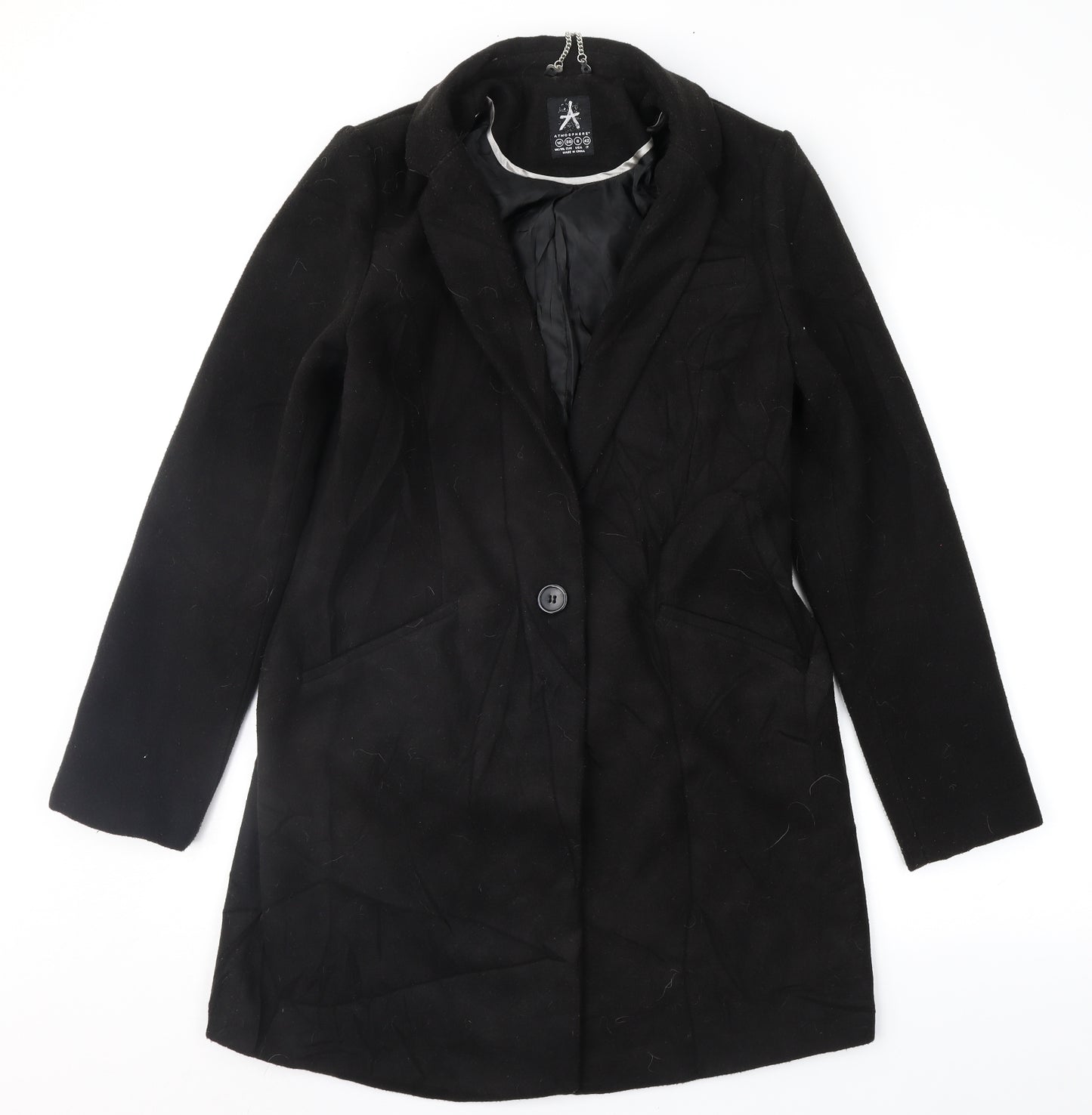 Atmosphere Womens Black   Overcoat Coat Size 10
