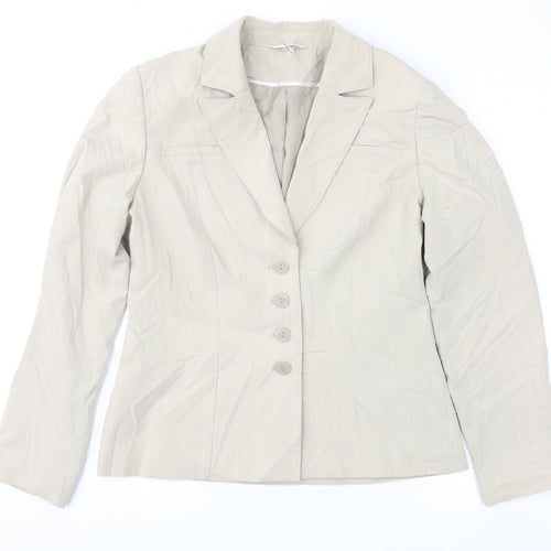 Klass Womens Beige Striped  Jacket Suit Jacket Size 12