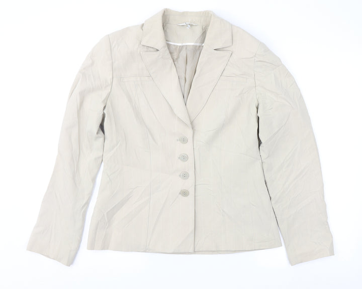 Klass Womens Beige Striped  Jacket Suit Jacket Size 12