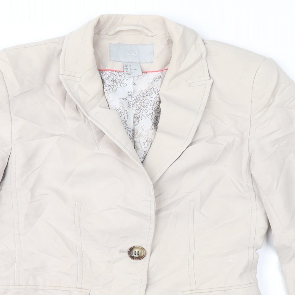 H&M Womens Beige   Jacket Suit Jacket Size 4