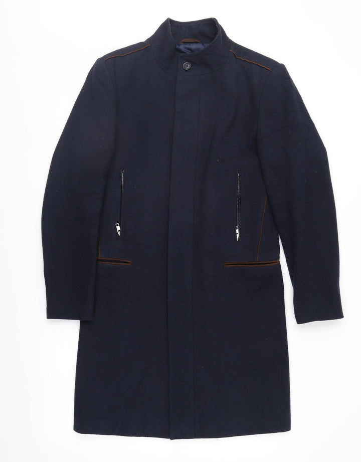 River Island Womens Blue Overcoat Coat Size XS