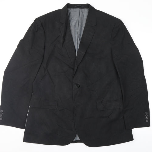 F&F Mens Black Striped  Jacket Suit Jacket Size 42