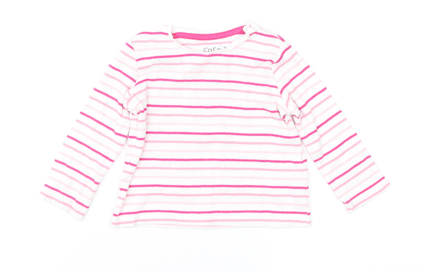 F&F Girls Pink Striped  Basic T-Shirt Size 9-12 Months