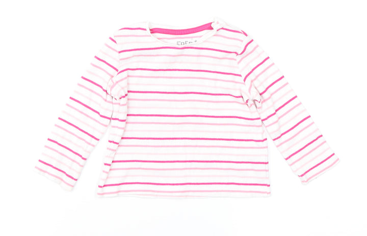 F&F Girls Pink Striped  Basic T-Shirt Size 9-12 Months