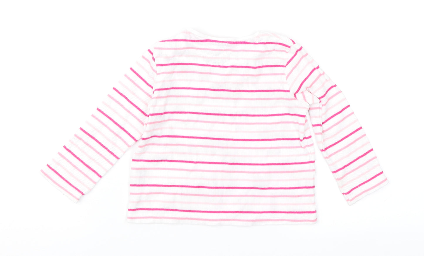 F&F Girls Pink Striped  Basic T-Shirt Size 9-12 Months