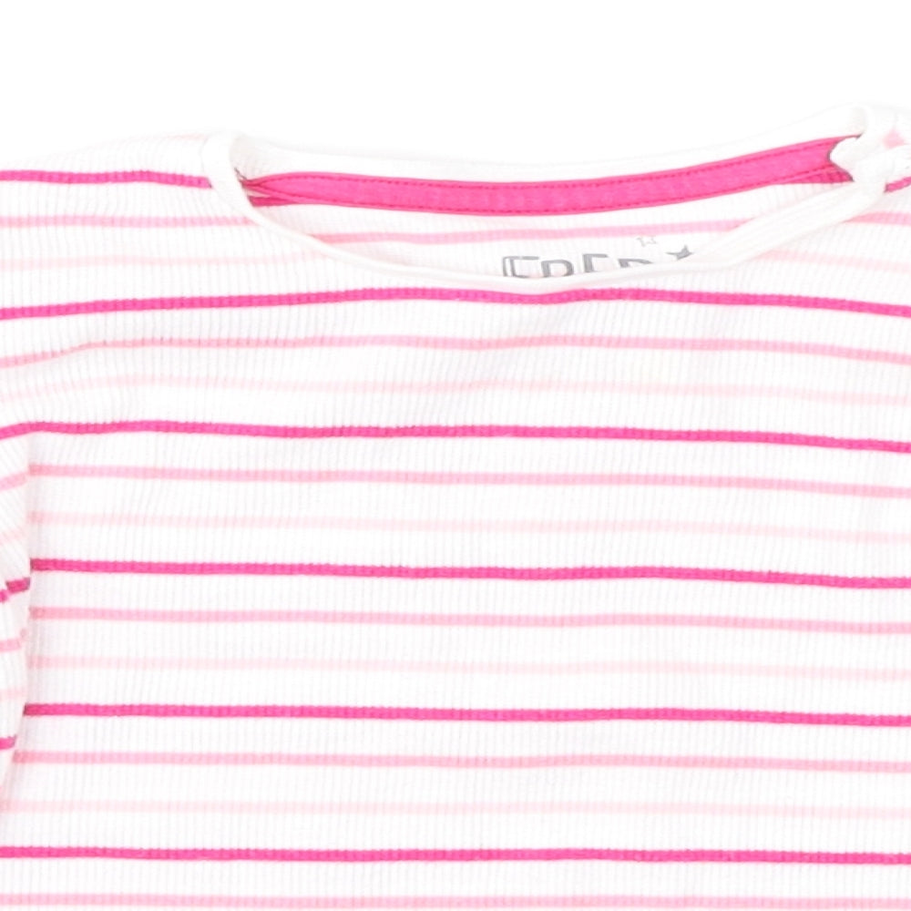 F&F Girls Pink Striped  Basic T-Shirt Size 9-12 Months