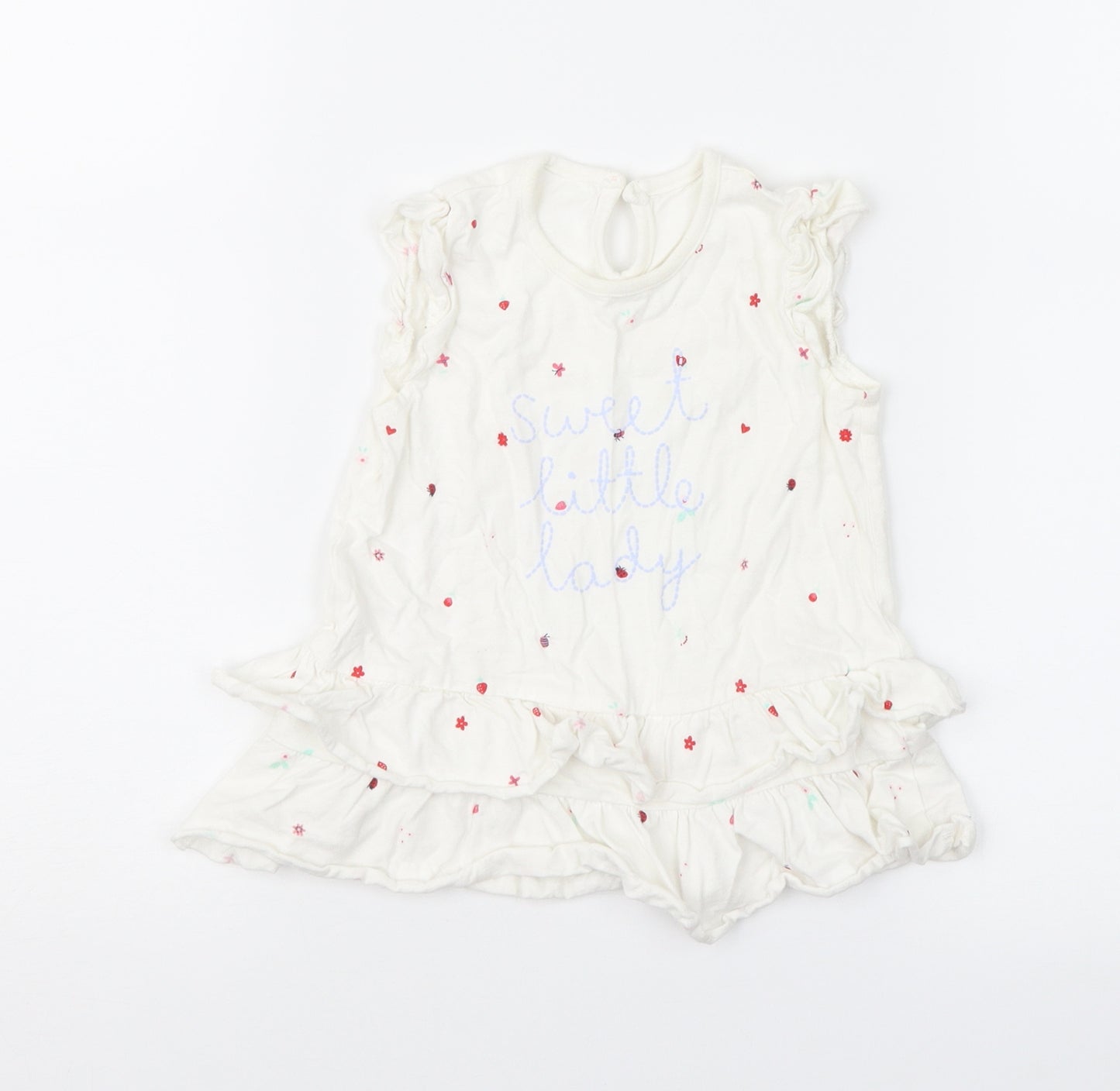 George Girls White Geometric  A-Line  Size 12-18 Months