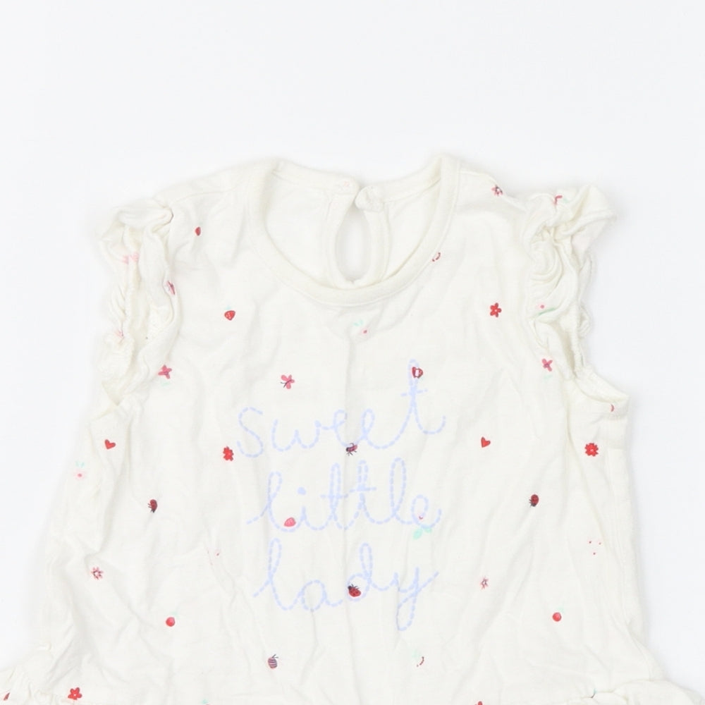 George Girls White Geometric  A-Line  Size 12-18 Months