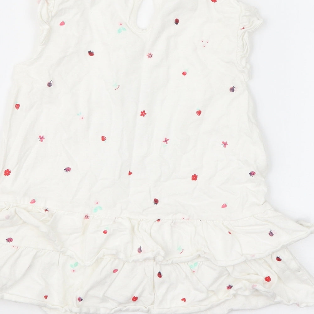 George Girls White Geometric  A-Line  Size 12-18 Months