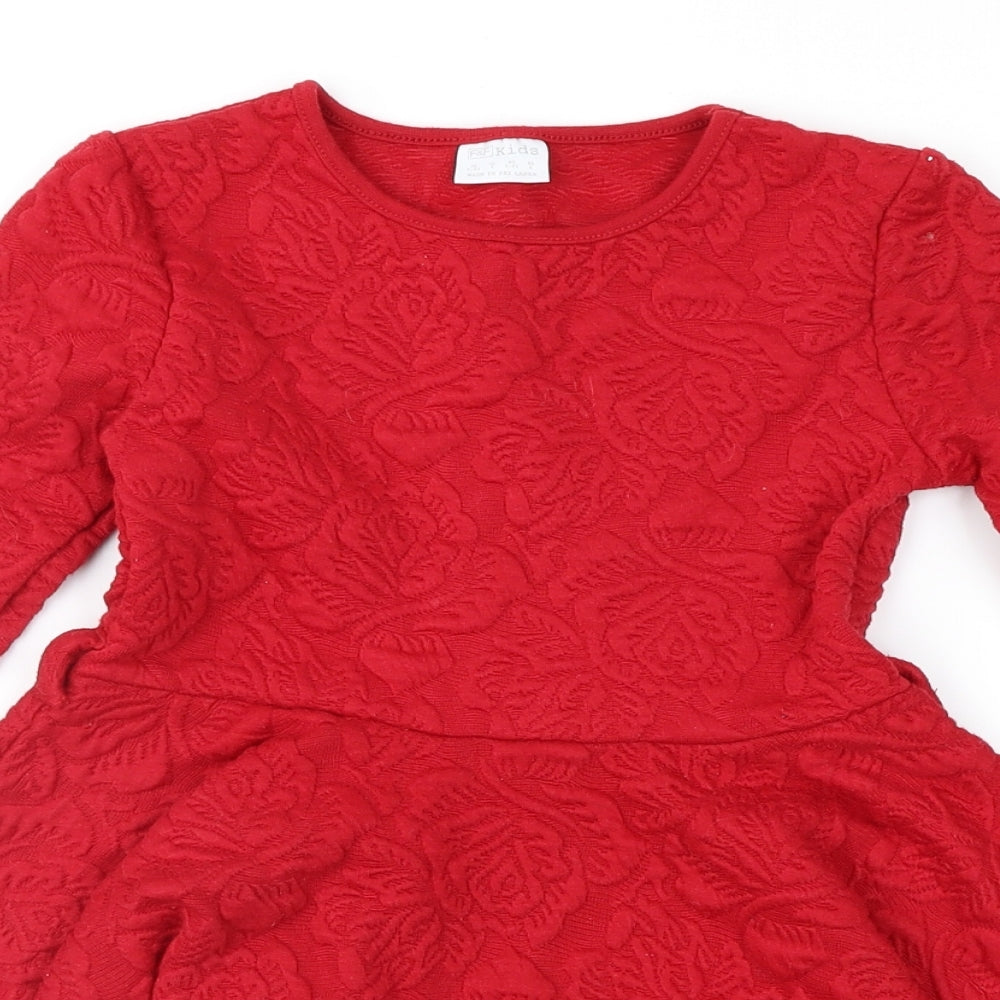 F&F Girls Red Floral  Fit & Flare  Size 5-6 Years