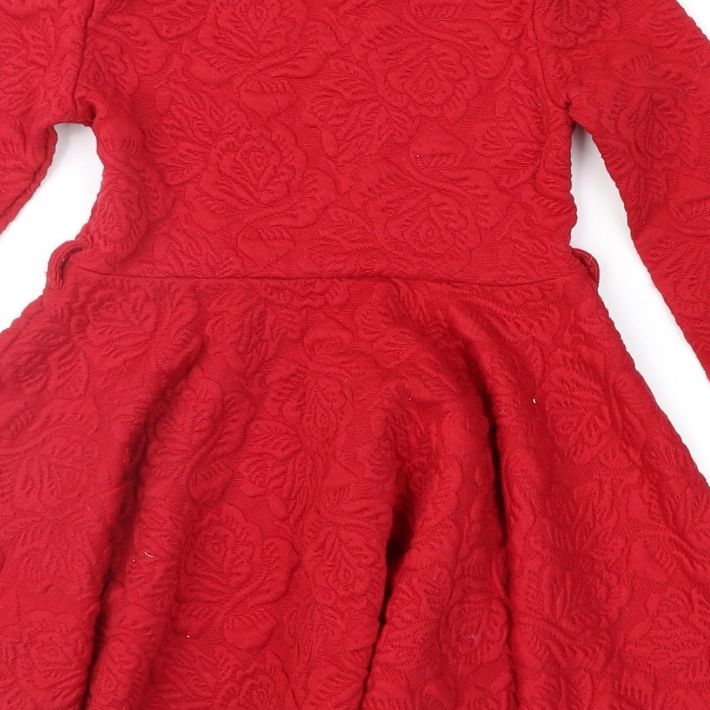 F&F Girls Red Floral  Fit & Flare  Size 5-6 Years
